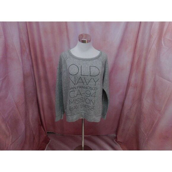 OLD NAVY Womens M Heathered Gray Cropped Sweatshirt M Logo Graphic - Picture 1 of 12